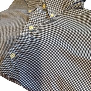 Ralph Lauren Navy Blue White Gingham Lg Sleeve Yellow Pony Classic Fit 2XL Tall